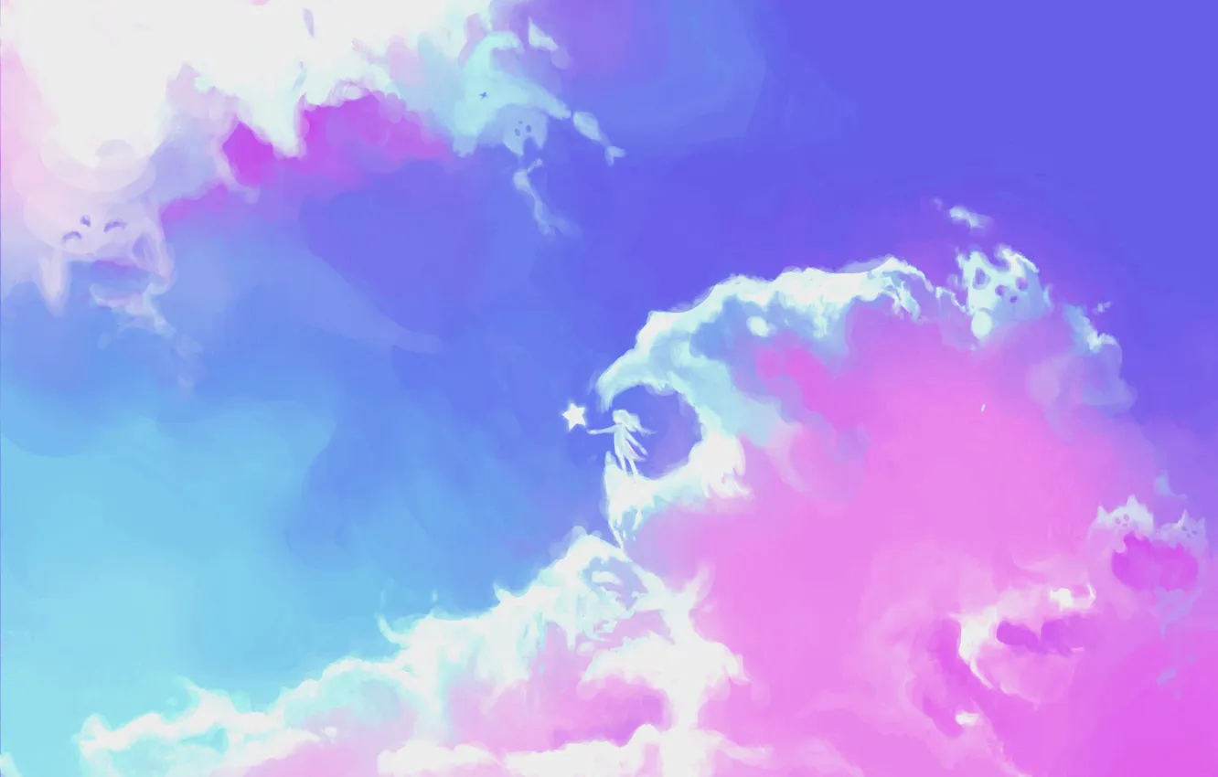 Photo wallpaper the sky, stars, clouds, girl, from panda, by Panda