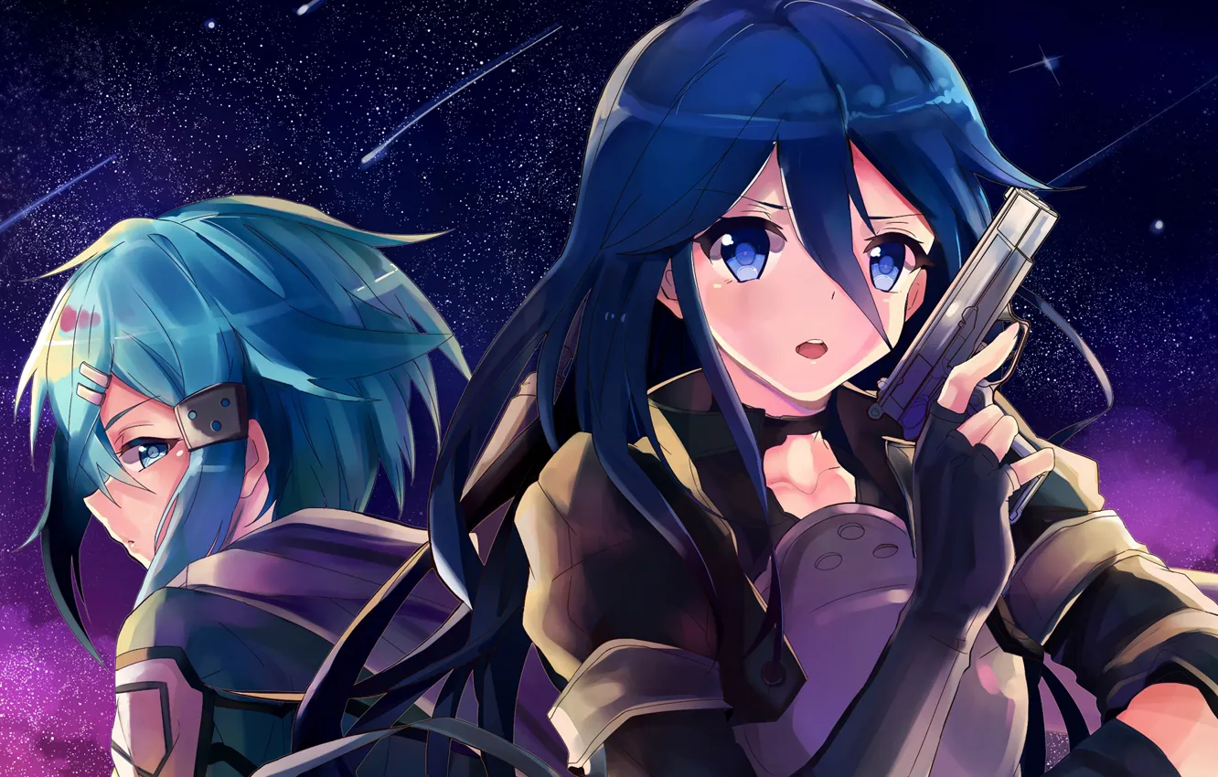 Photo wallpaper anime, art, sword art online, sword art online, kirito, sinon