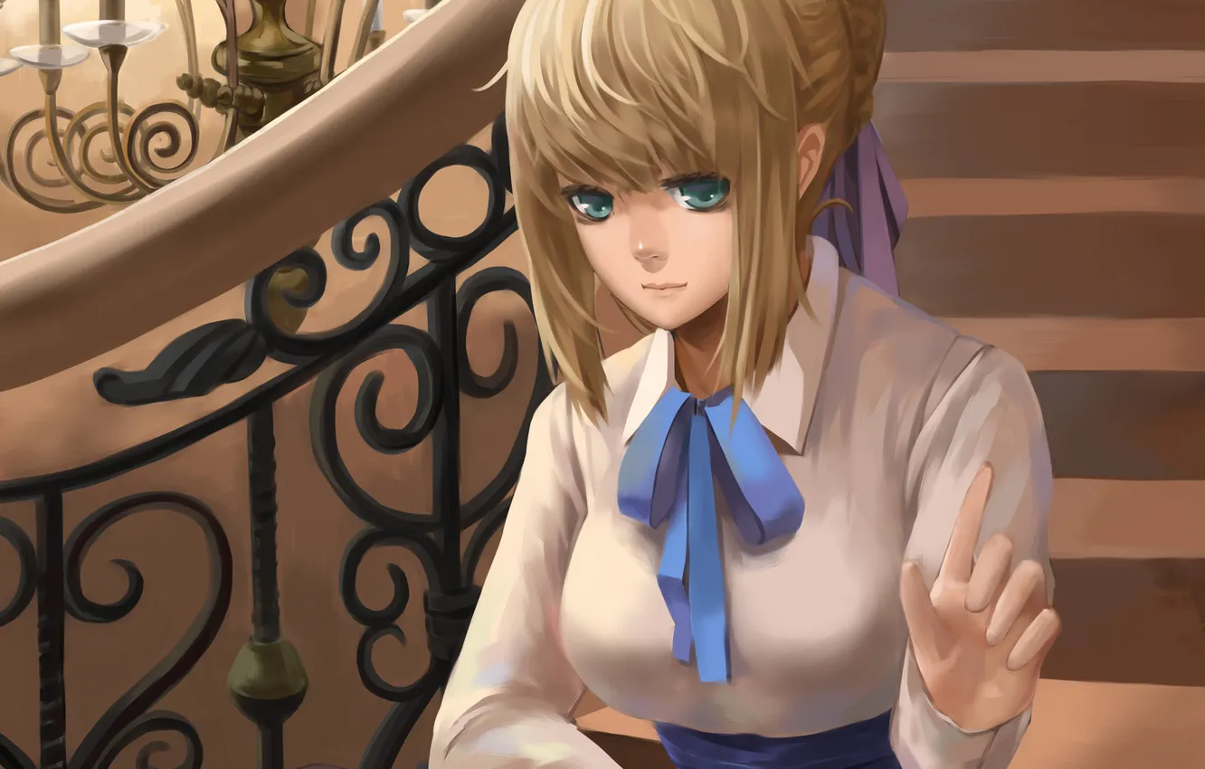 Photo wallpaper girl, hands, art, ladder, steps, Fate/Stay Night, saber, liuruoyu8888