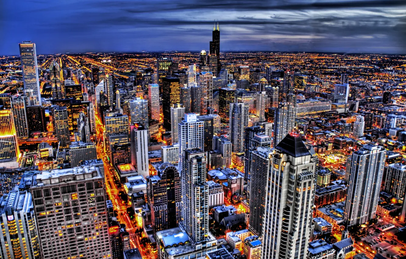 Photo wallpaper the city, skyscrapers, the evening