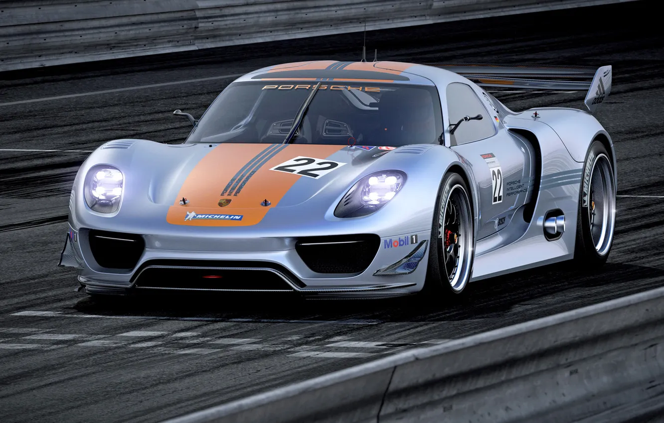 Photo wallpaper Concept, lights, Porsche, car, 918, the front, RSR
