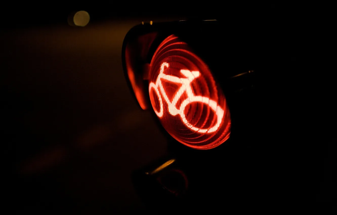 Photo wallpaper light, red, bike, traffic light, sign. stop