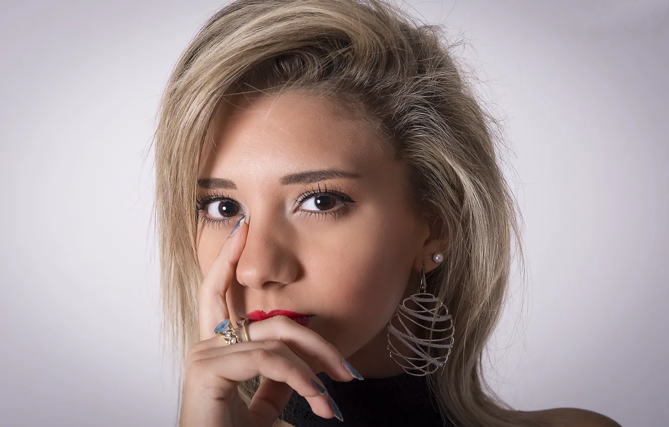 Photo wallpaper eyes, look, girl, model, Blondie