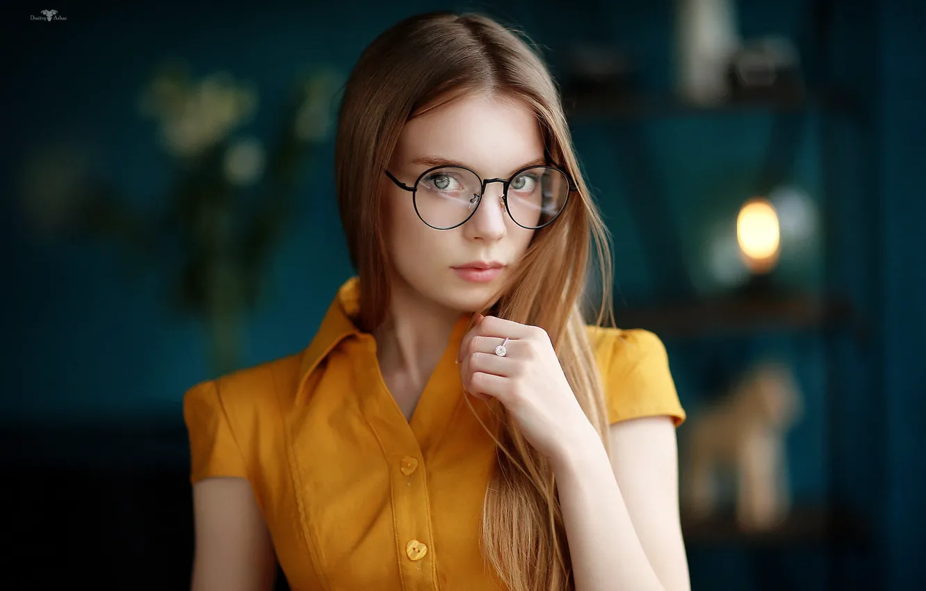 Photo wallpaper look, pose, model, portrait, makeup, glasses, hairstyle, beauty