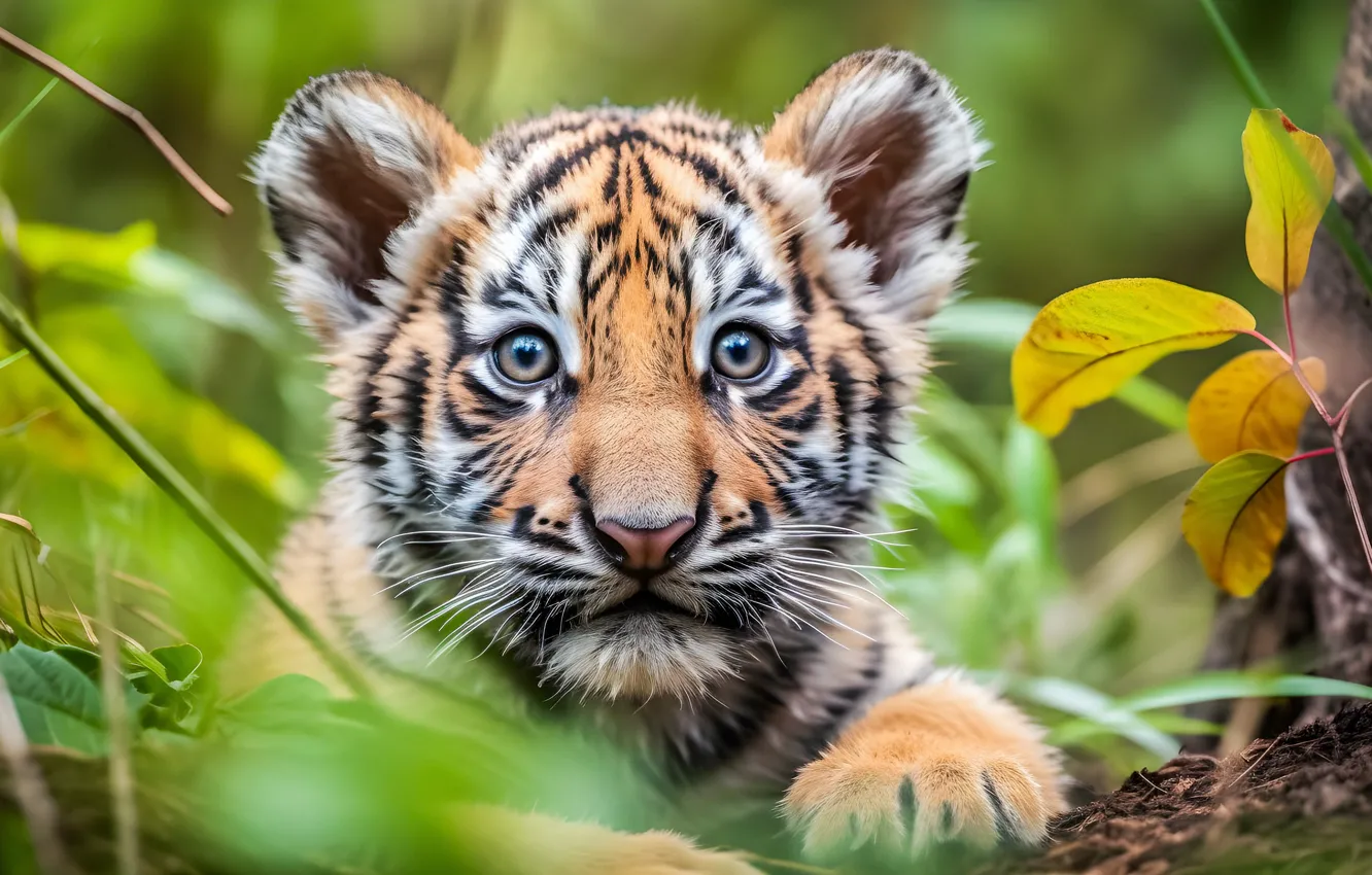 Photo wallpaper tiger, portrait, face, tiger, digital art, AI art, The Art of Artificial Intelligence, neural network