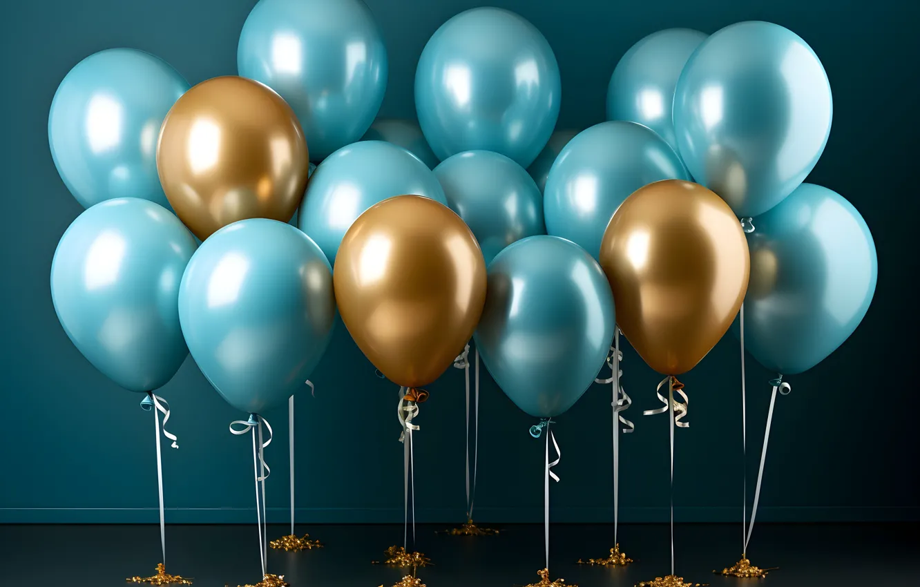 Photo wallpaper balls, balloons, birthday, holiday, balls, Shine, new year, Christmas