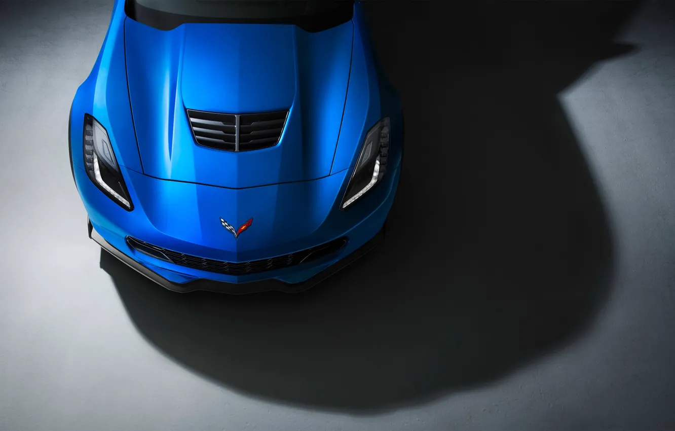 Photo wallpaper Z06, Corvette, Chevrolet, Muscle, Car, Blue, Front, Color