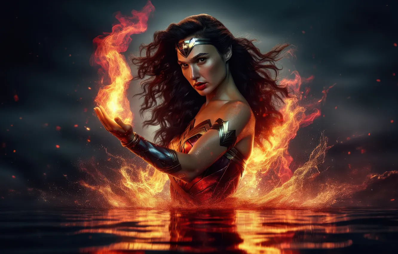 Photo wallpaper golden, Wonder Woman, justice