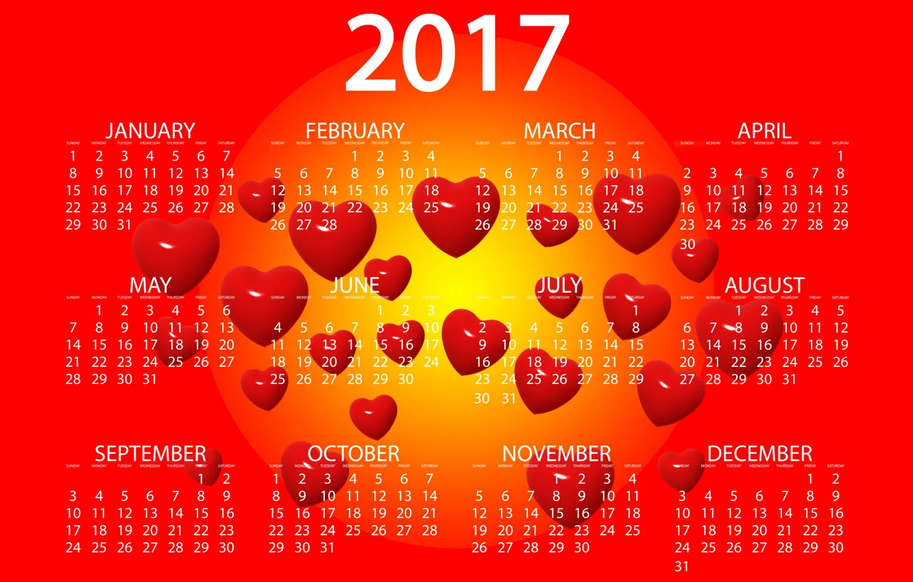 Photo wallpaper yellow, red, design, background, heart, graphics, new year, vector