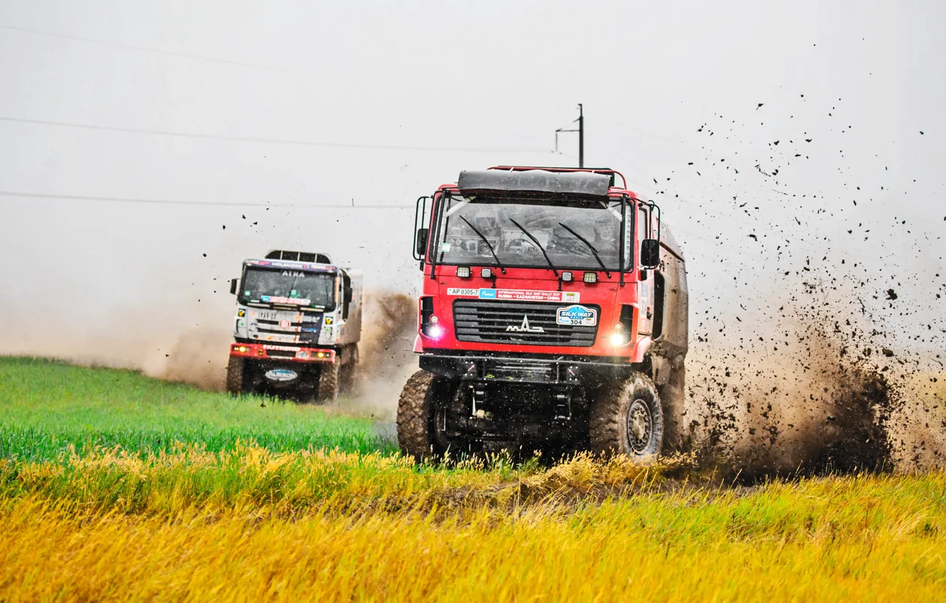 Photo wallpaper grass, squirt, red, race, sport, speed, dirt, Rally