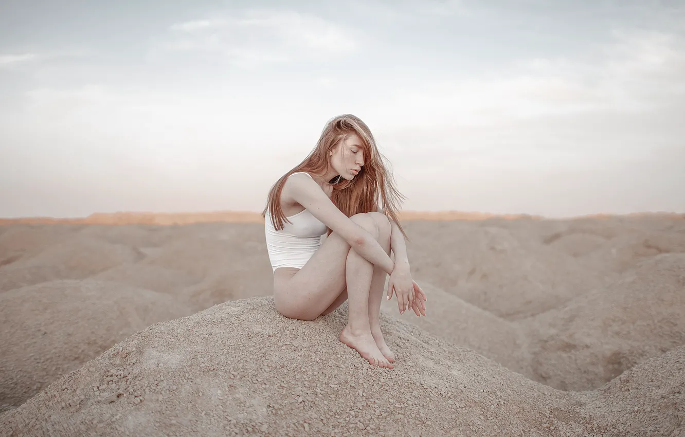 Photo wallpaper girl, sitting, Ekaterina Surkova