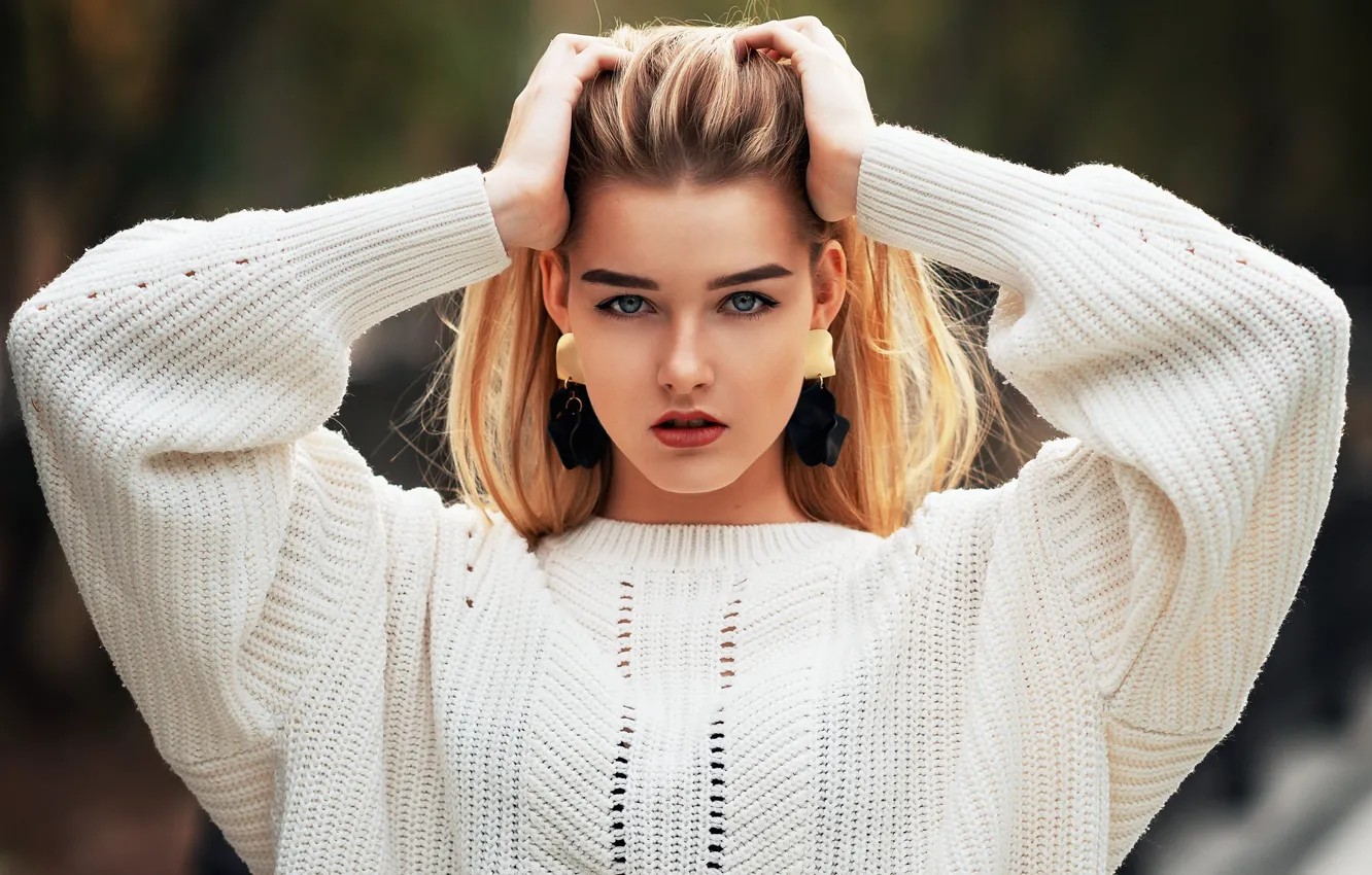 Photo wallpaper girl, white, eyes, Sight