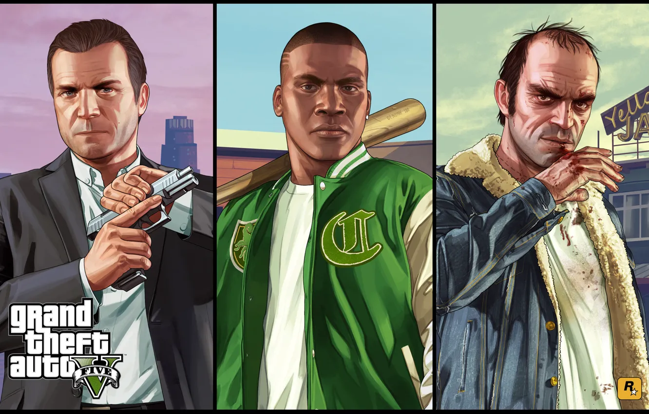 Photo wallpaper Michael, Franklin, Trevor, GTAV