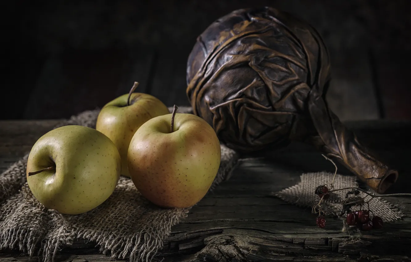 Photo wallpaper apples, three, still life