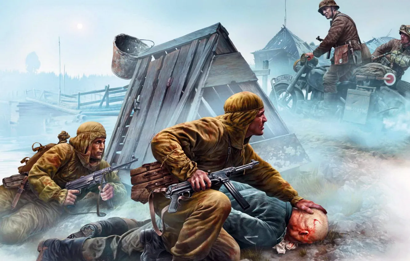 Photo wallpaper language, crossroads, scout, The great Patriotic war, the Nazis, prisoners