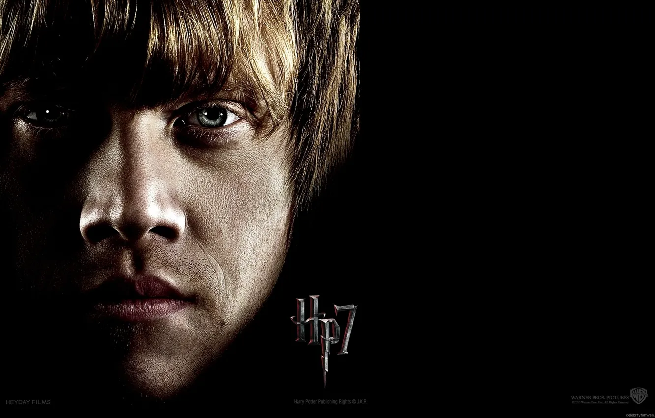Photo wallpaper face, black background, Harry Potter and the Deathly Hallows, Ron Weasley, Rupert Grint, Harry Potter …