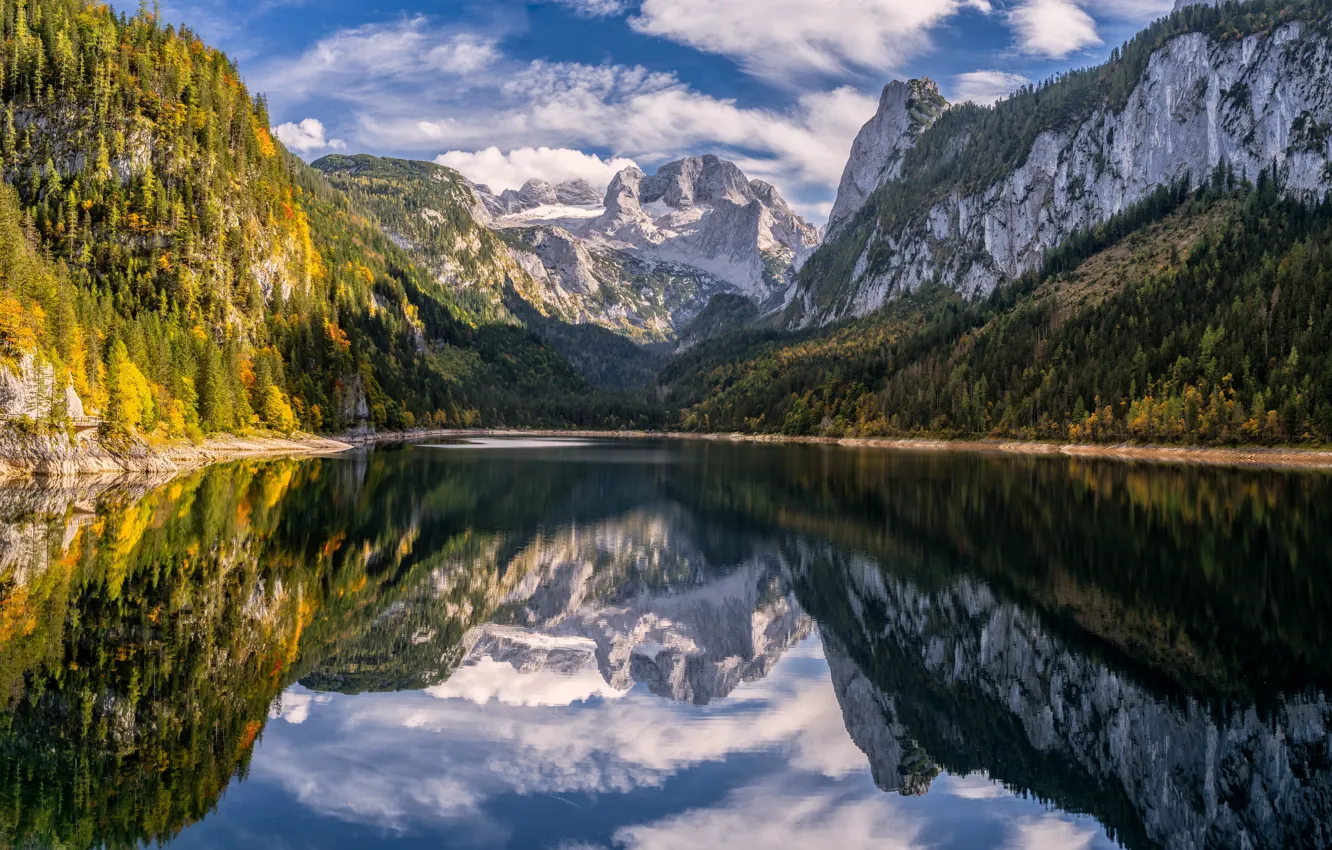 Photo wallpaper Nature, Mountains, Autumn, Lake, Austria, Alps, Landscape, Nature