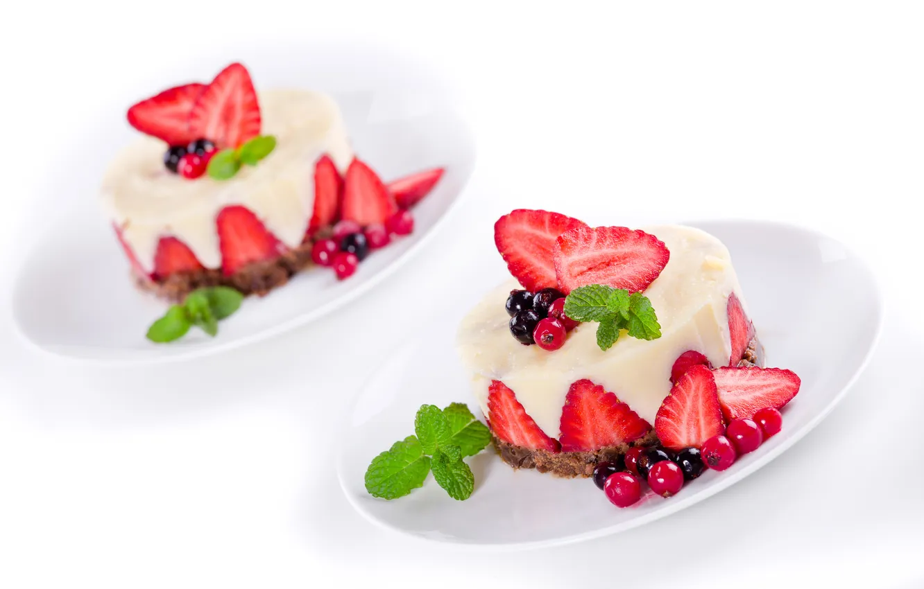 Photo wallpaper berries, strawberry, cream, dessert, cakes, sweet
