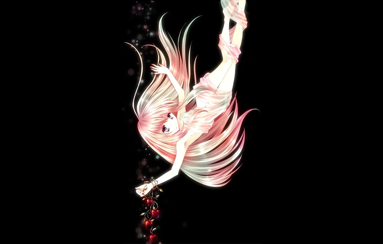 Photo wallpaper girl, branches, apples, Shine, drop, fabric