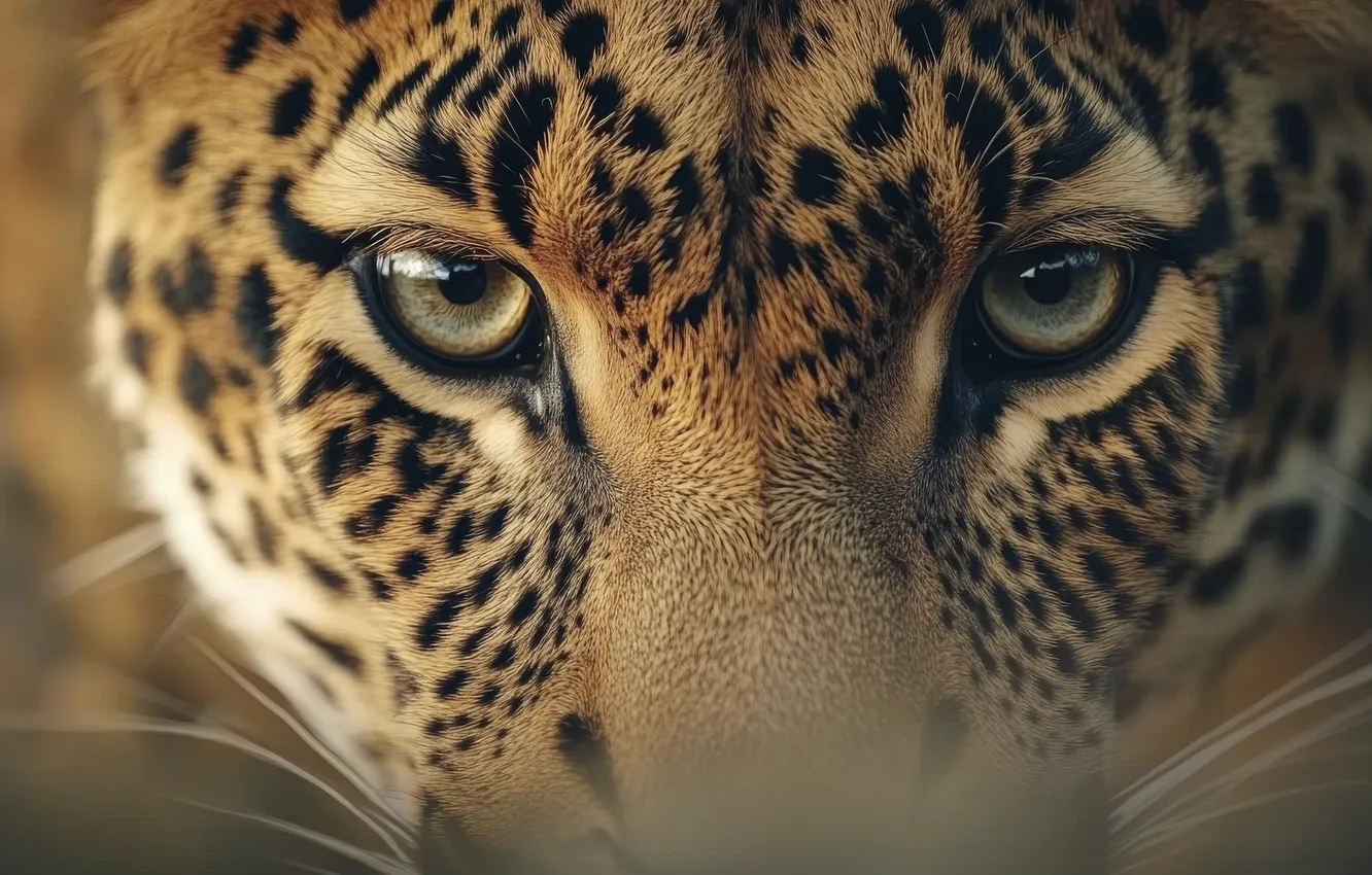 Photo wallpaper eyes, look, face, close-up, leopard, AI art, neural network