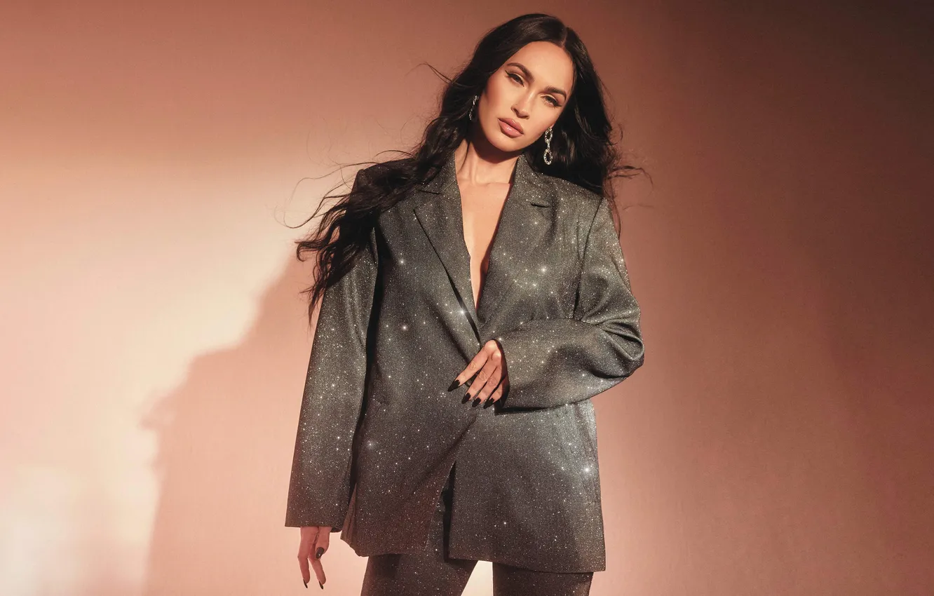 Photo wallpaper look, Megan Fox, pose, Megan Fox, background, portrait, actress, brunette