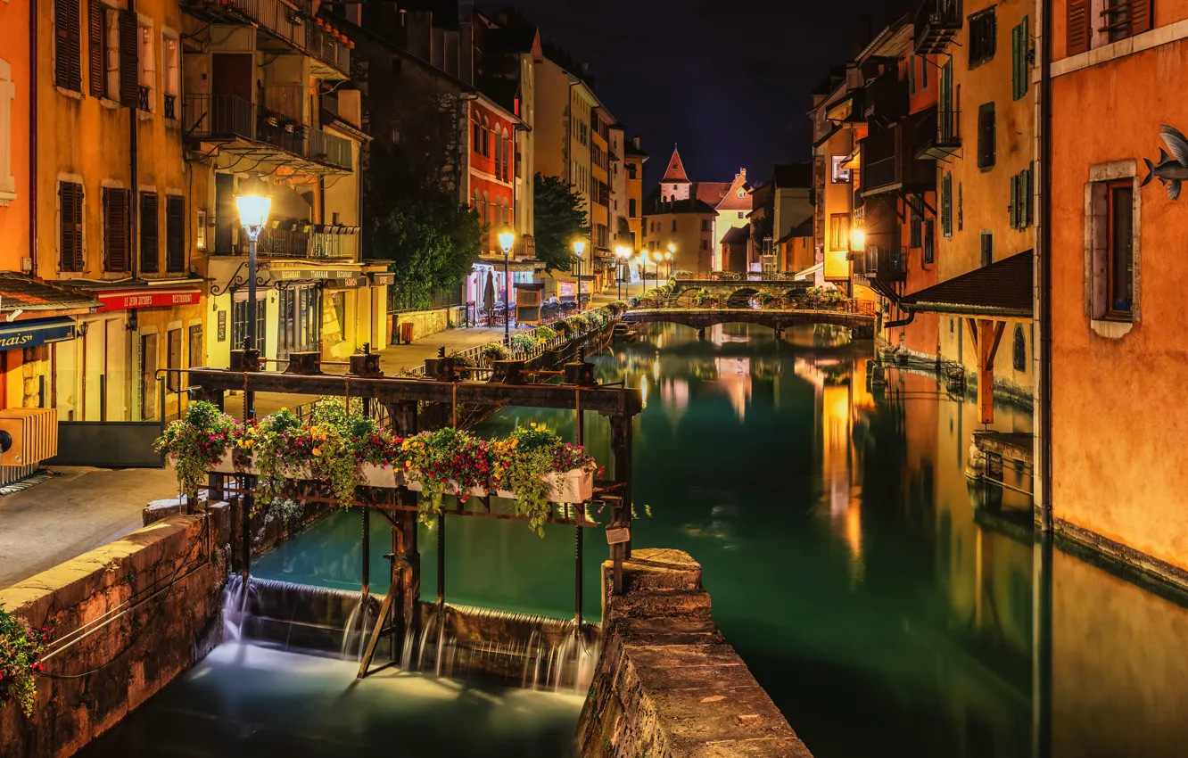 Photo wallpaper night, the city, home, lights, Italy, Venice, channel, Alexander the Silent