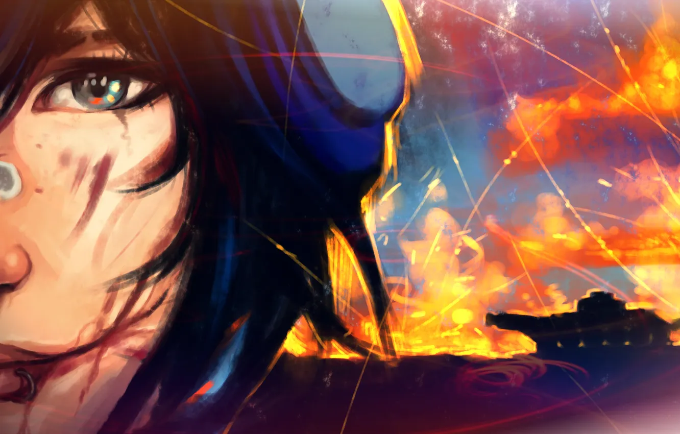 Photo wallpaper girl, war, art, ryky