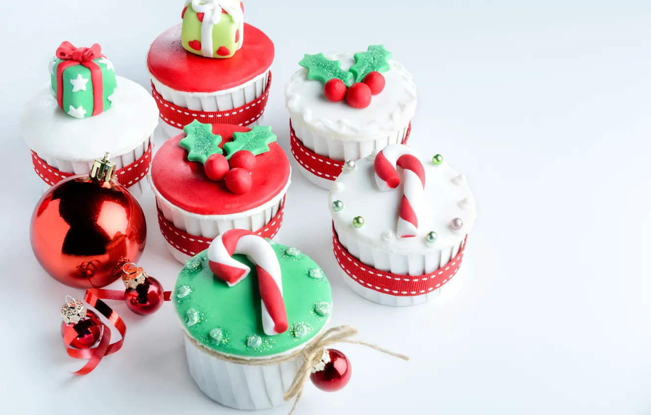 Photo wallpaper toy, new year, Christmas, Christmas, merry christmas, Xmas, cupcake, cupcakes