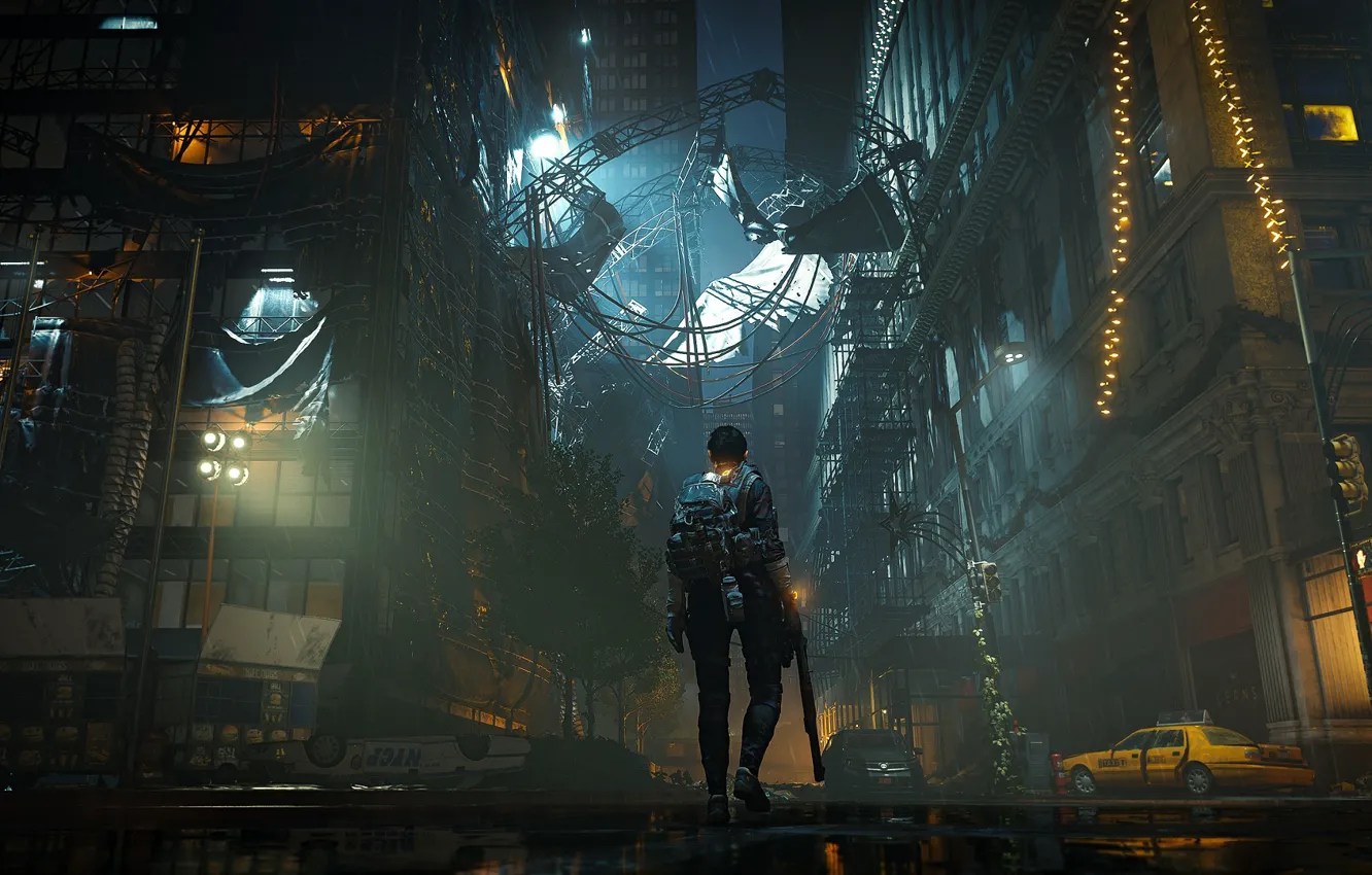 Photo wallpaper soldiers, devastation, ruins, guy, Tom Clancy's The Division 2