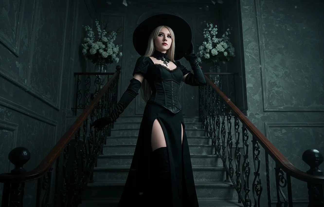 Photo wallpaper hat, dress, art, stage, wallpaper, dress, hat, art