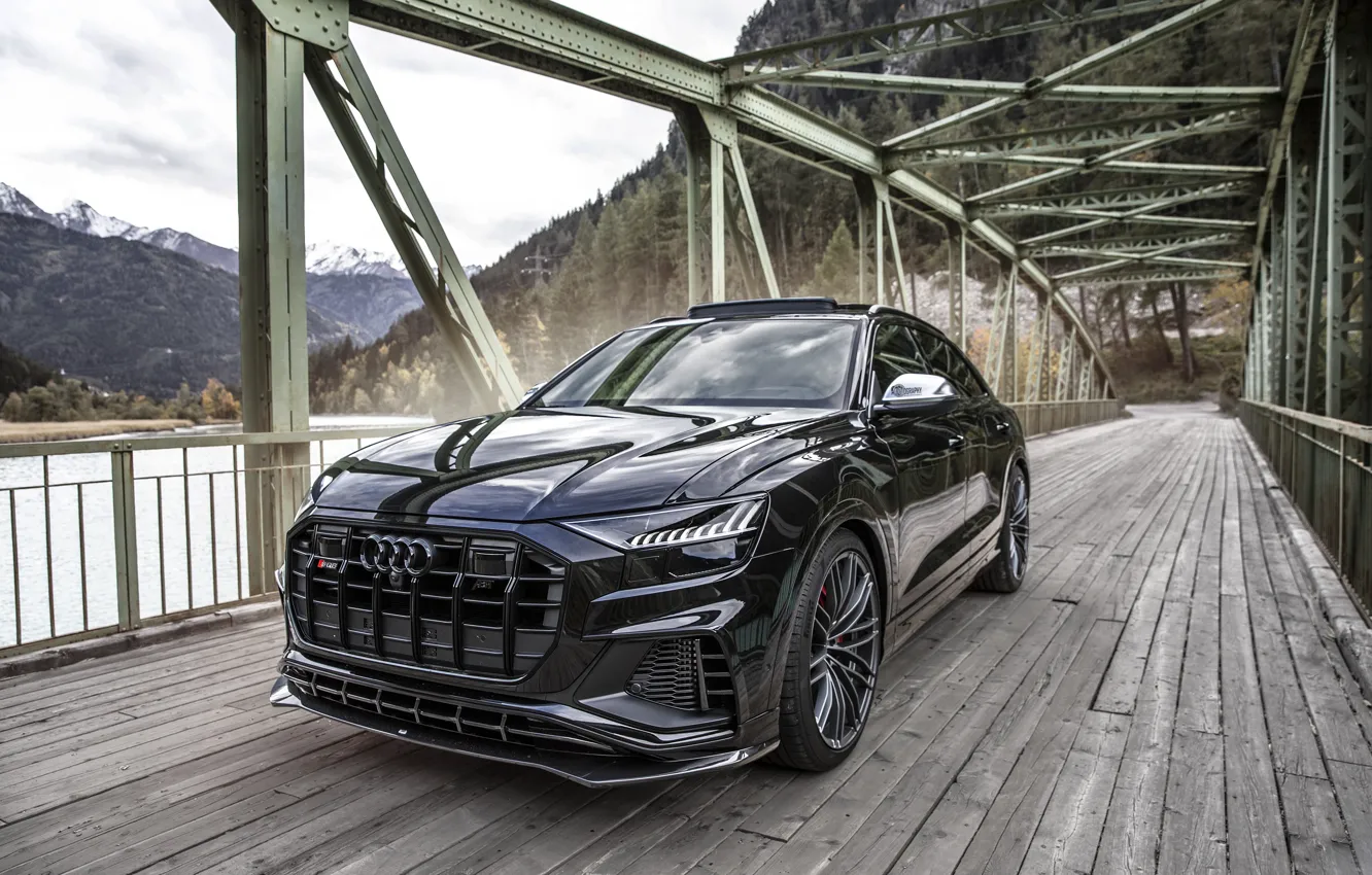 Photo wallpaper Audi, forest, black, river, mountain, ABBOT, SQ8