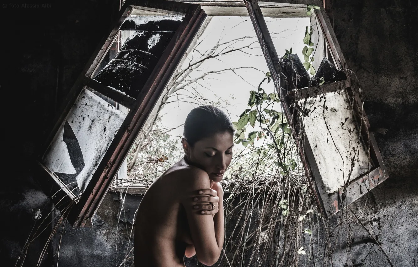 Photo wallpaper girl, background, window