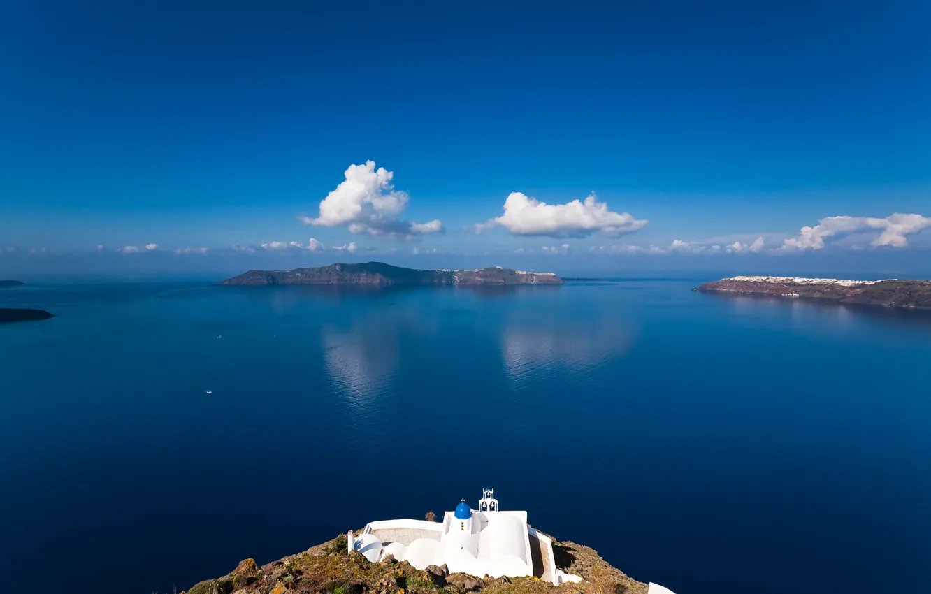 Photo wallpaper sea, the sky, Islands, clouds, Greece, Church, the island of Sifnos