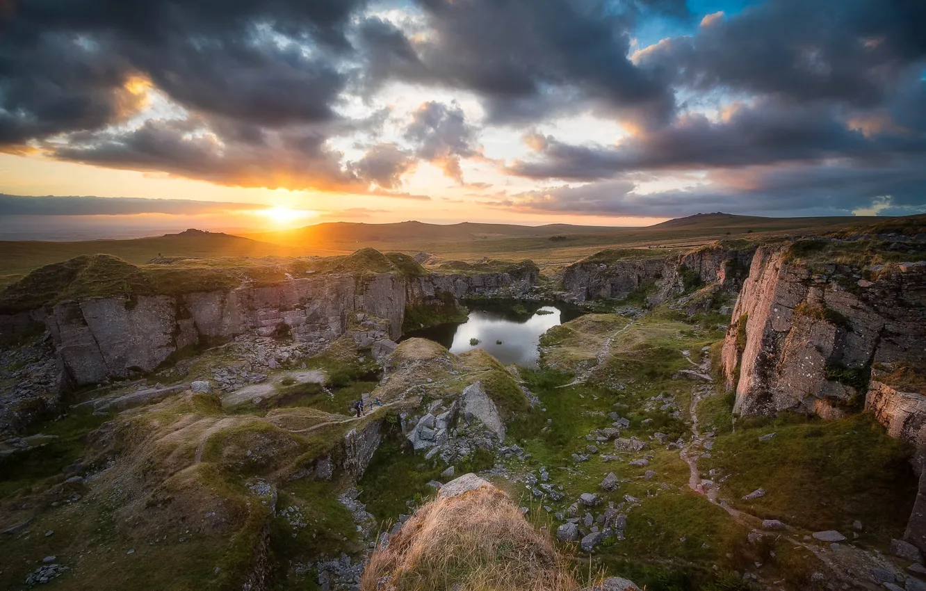 Photo wallpaper rocks, dawn, morning