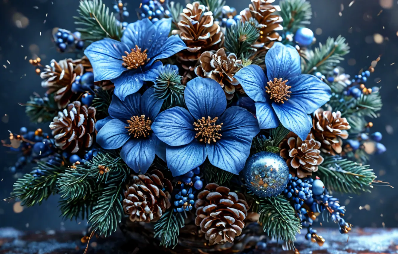 Photo wallpaper flowers, blue flowers