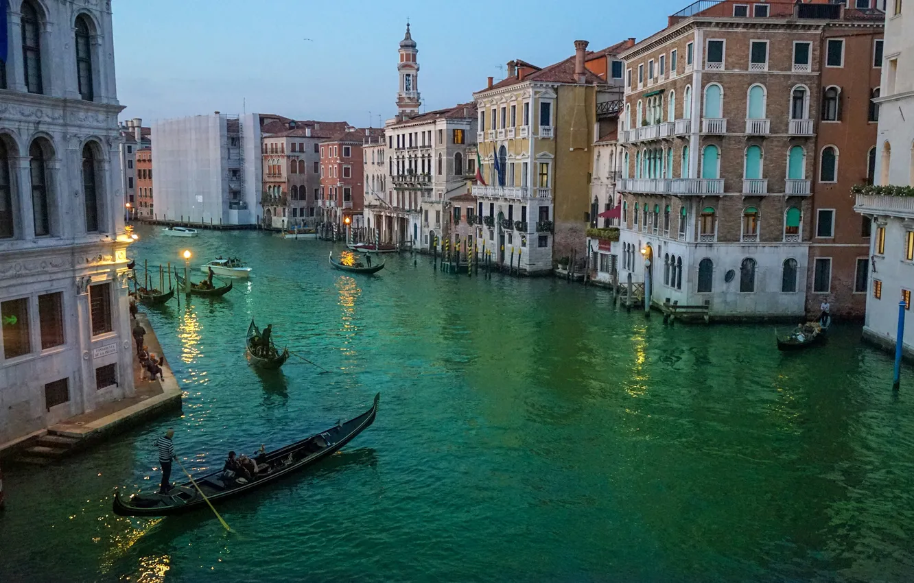 Photo wallpaper building, Italy, Venice, gondola, water channel