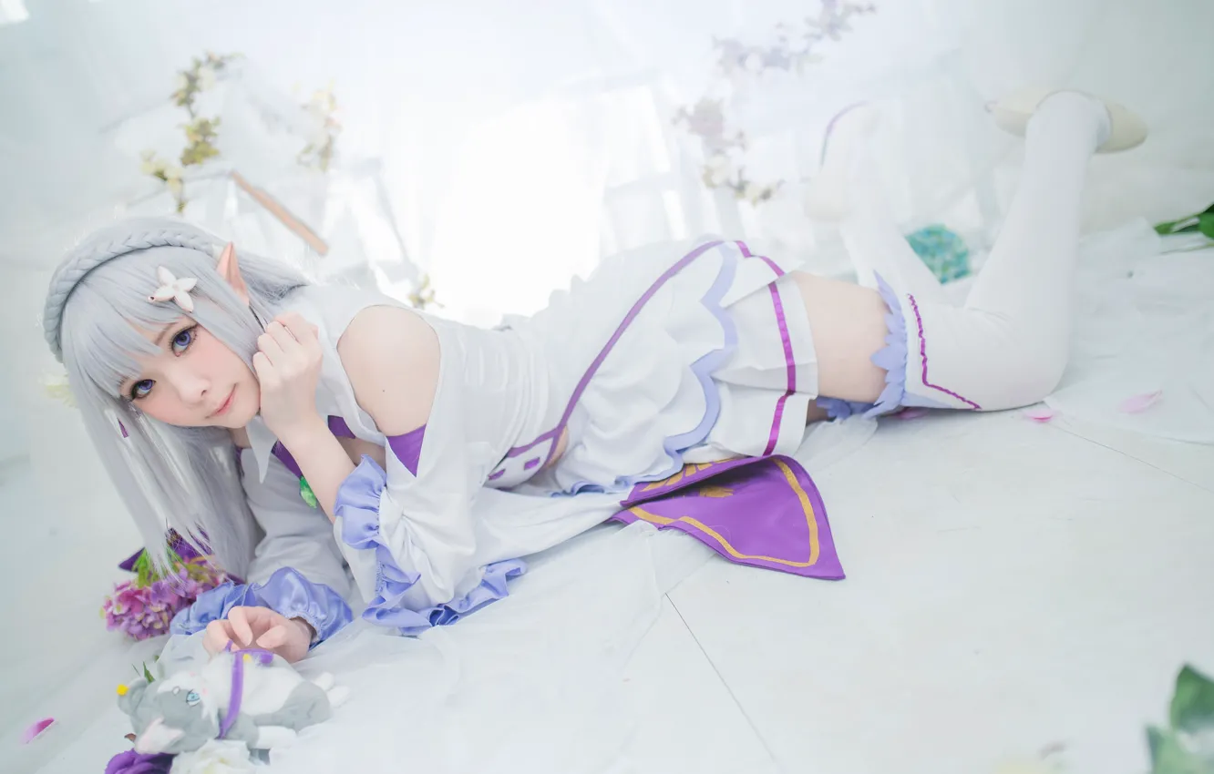 Photo wallpaper white, look, girl, light, face, pose, style, feet