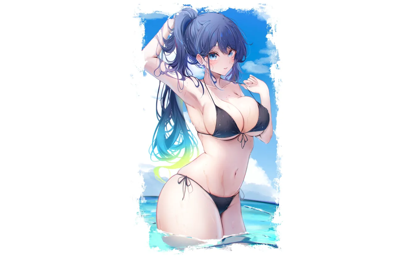 Photo wallpaper kawaii, girl, hot, sexy, wet, pool, boobs, anime