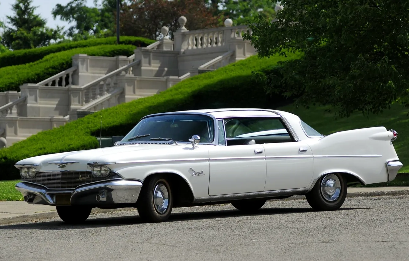 Photo wallpaper white, grass, trees, Park, Imperial, Chrysler, 1960, ladder