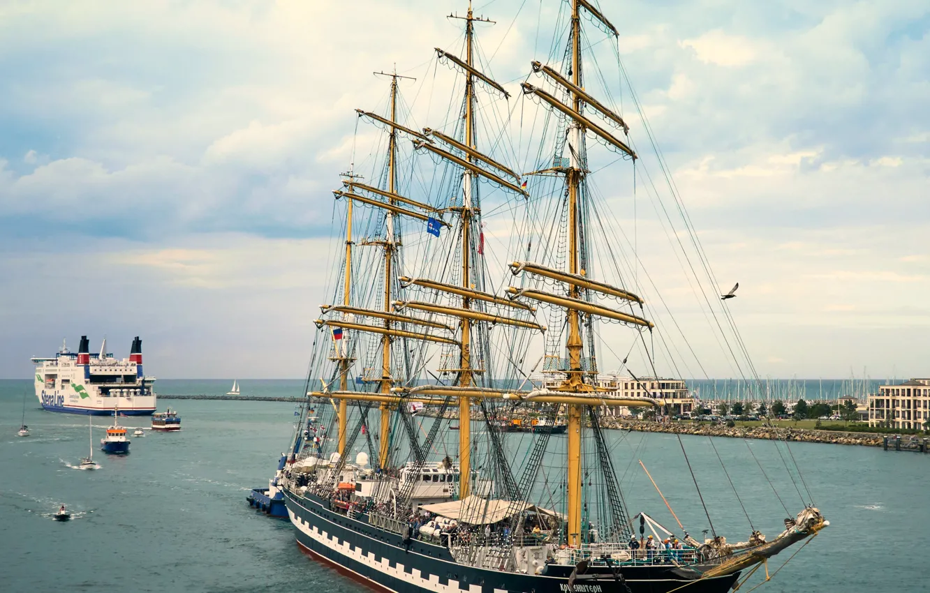 Photo wallpaper sailboat, Kruzenshtern, bark