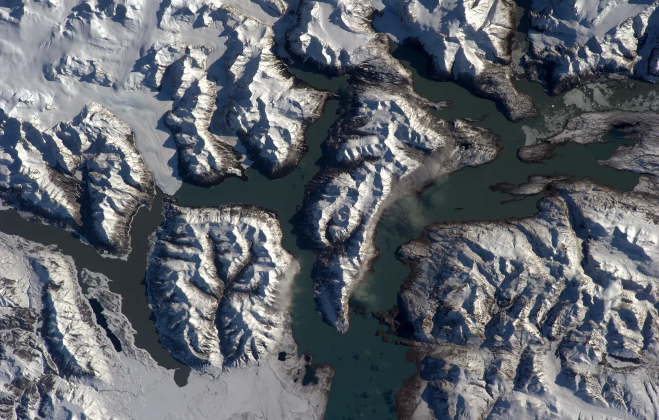 Photo wallpaper snow, Patagonia, Earth from space