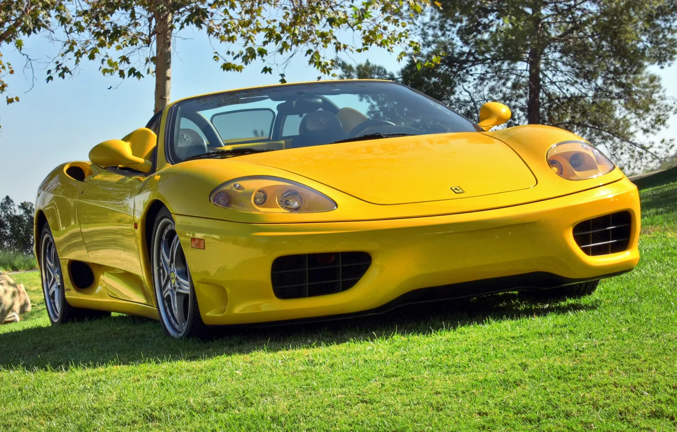 Photo wallpaper yellow, convertible, Ferrari, 360, yellow, spider, Spider, Ferrari 360