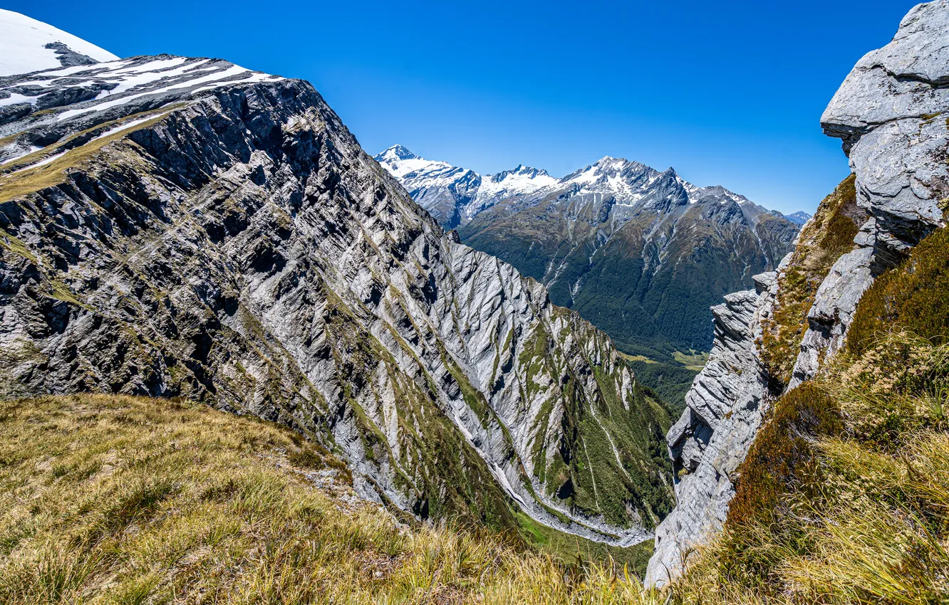 Photo wallpaper mountains, rocks, tops