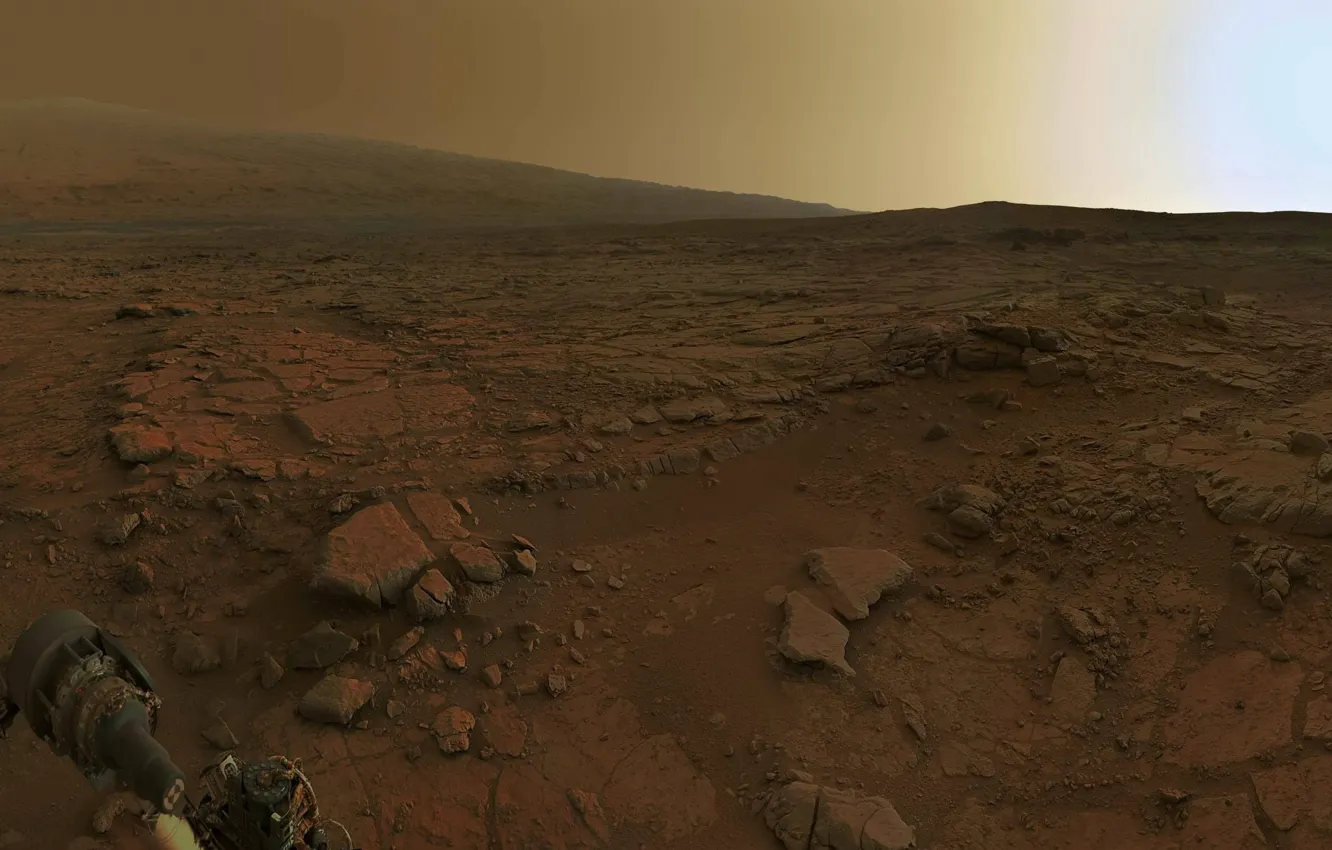 Photo wallpaper Mars, the Rover, dawn on Mars