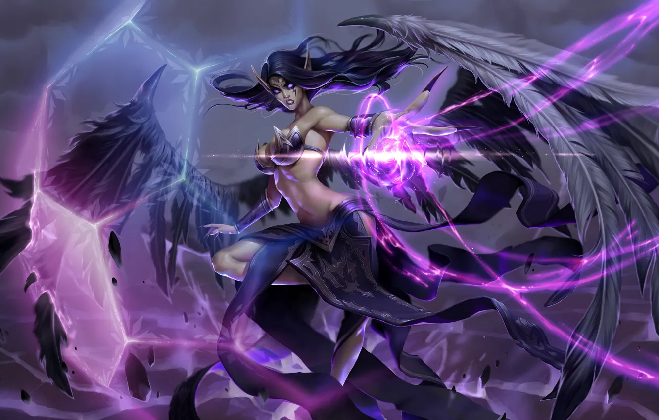 Photo wallpaper rays, movement, magic, the game, wings, game, witchcraft, characters