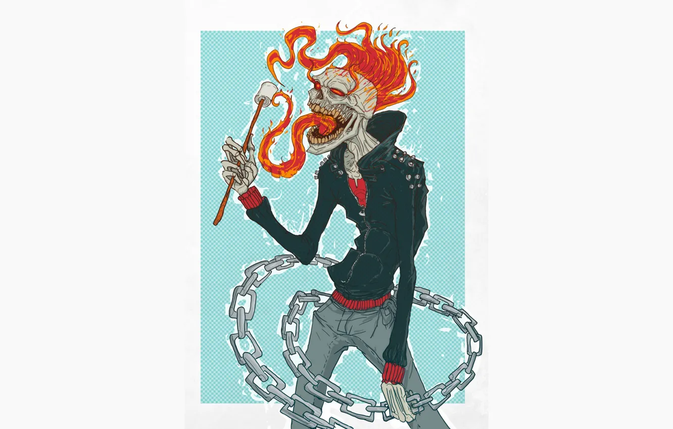 Photo wallpaper background, skull, minimalism, art, Ghost, Ghost Rider, Ghost rider, by Bogdan Timchenko