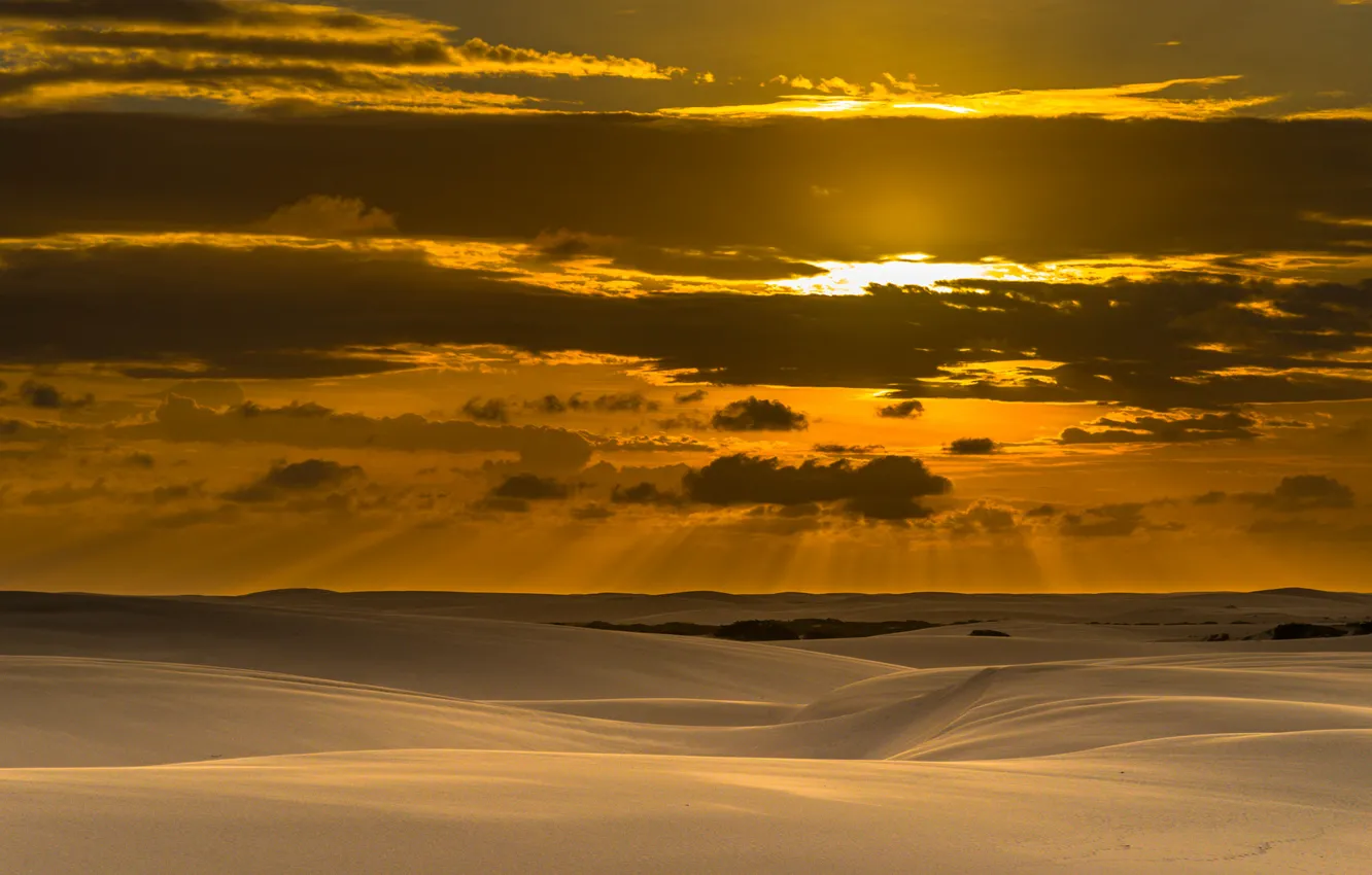 Photo wallpaper Brasil, Maranhão, Sunset at Lençóis Maranhenses