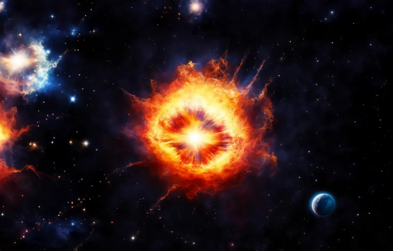 Photo wallpaper space, stars, nebula, fiction, the universe, planet, fantasy, galaxy