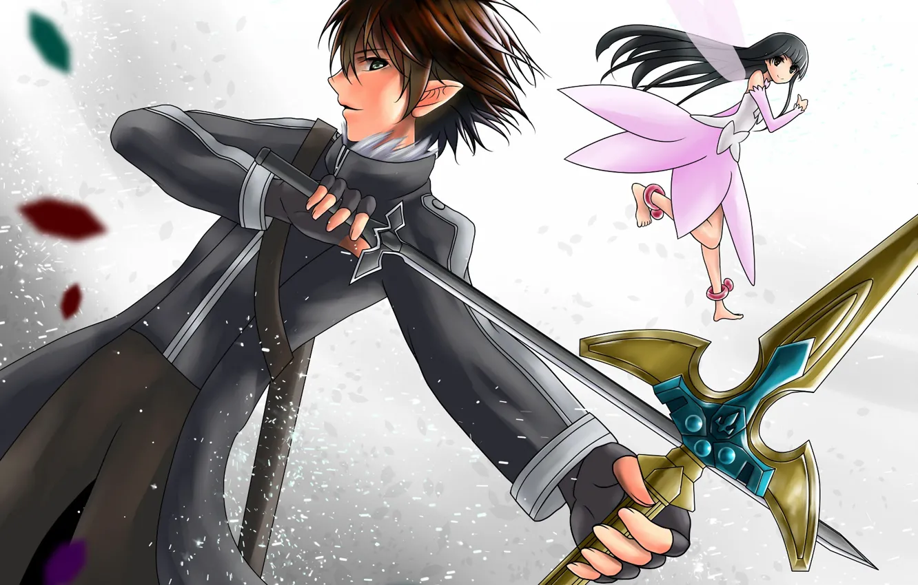 Photo wallpaper elf, Kirito, Sword art online, sword, anime, Sword Art Online, guy, art