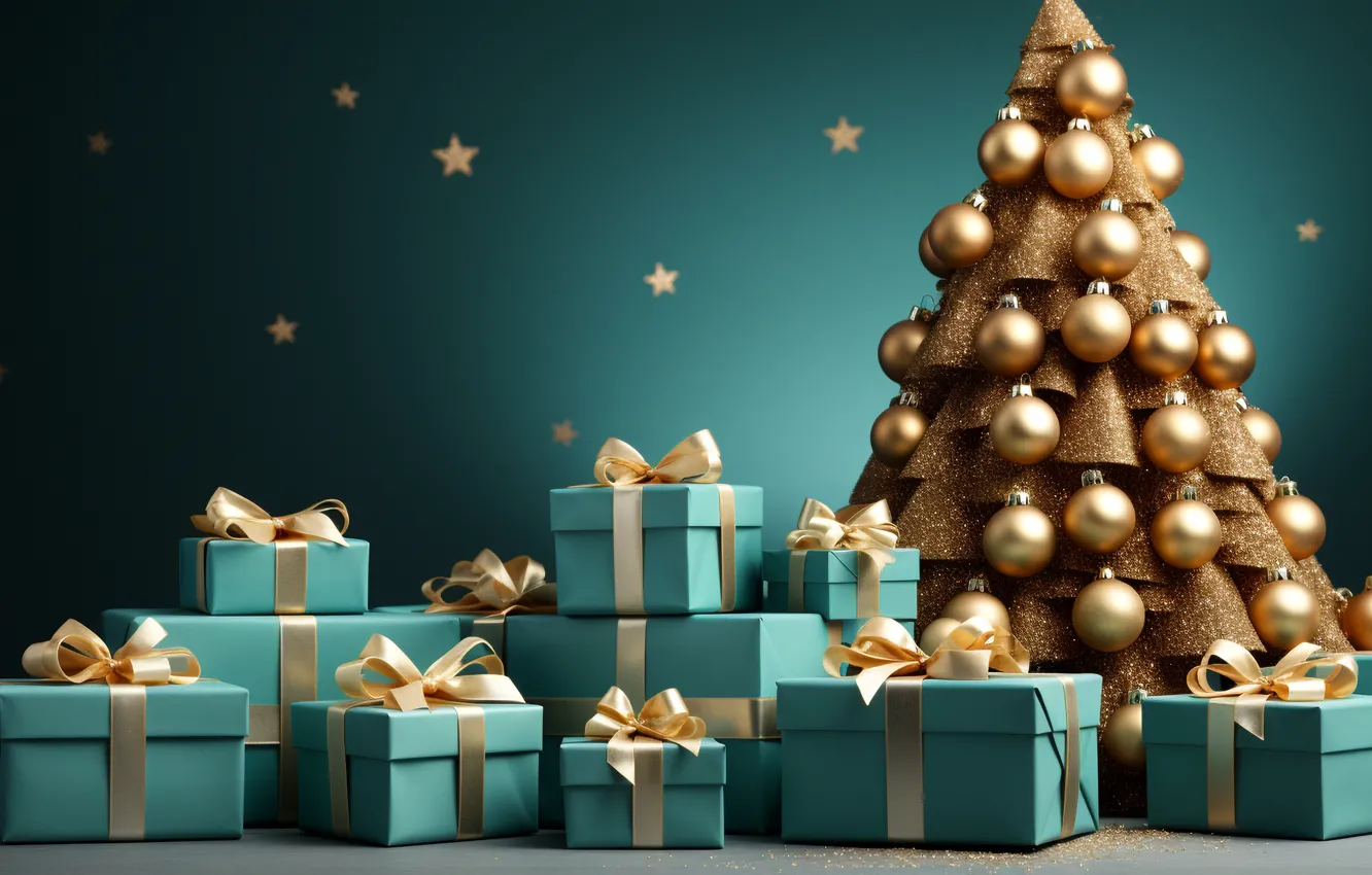 Photo wallpaper decoration, gift, balls, tree, new year, Christmas, Christmas, New Year